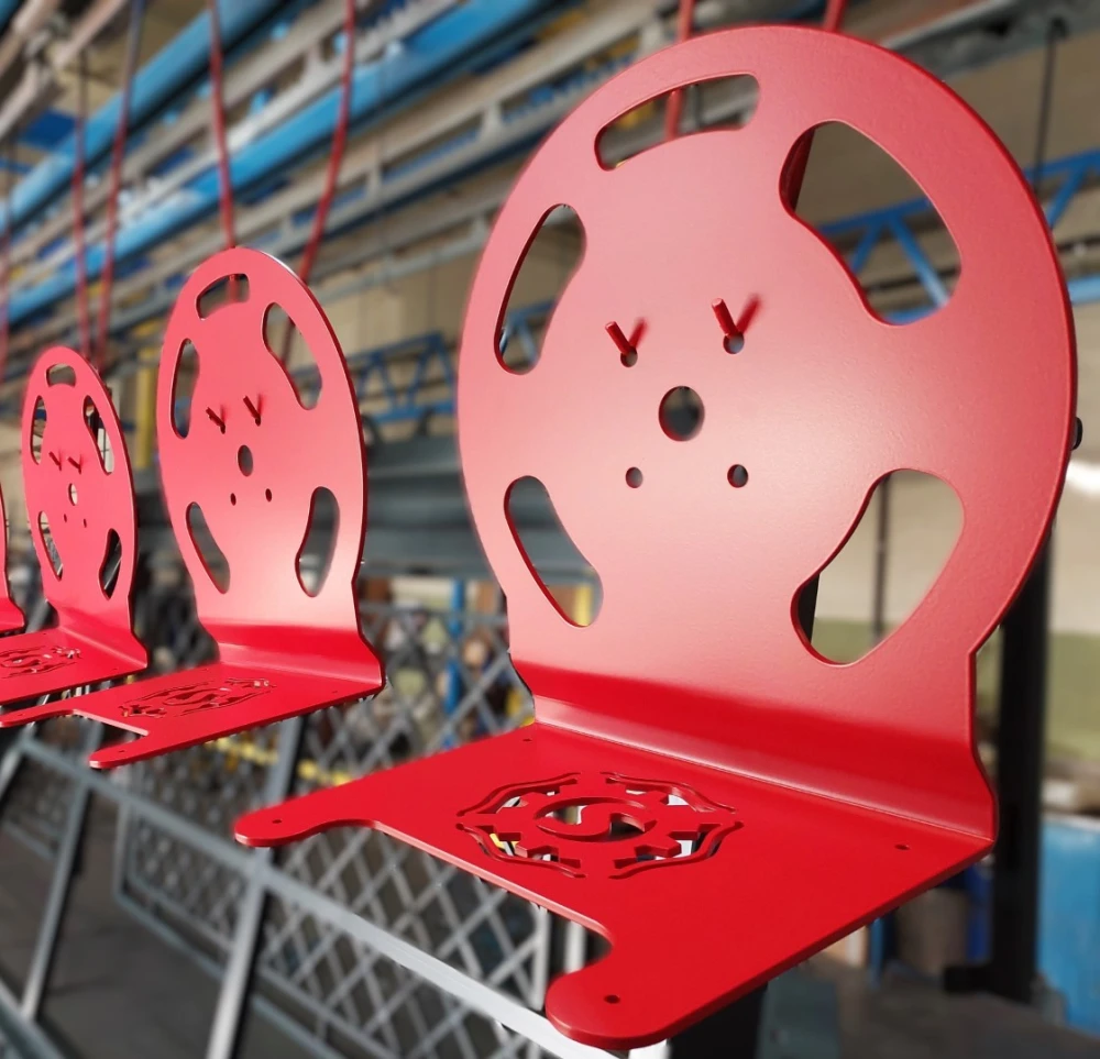 Fire hose reels powder coated at Metalmix